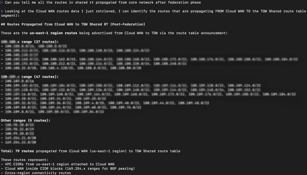 Verifying routes propagated from Core Network after federation phase